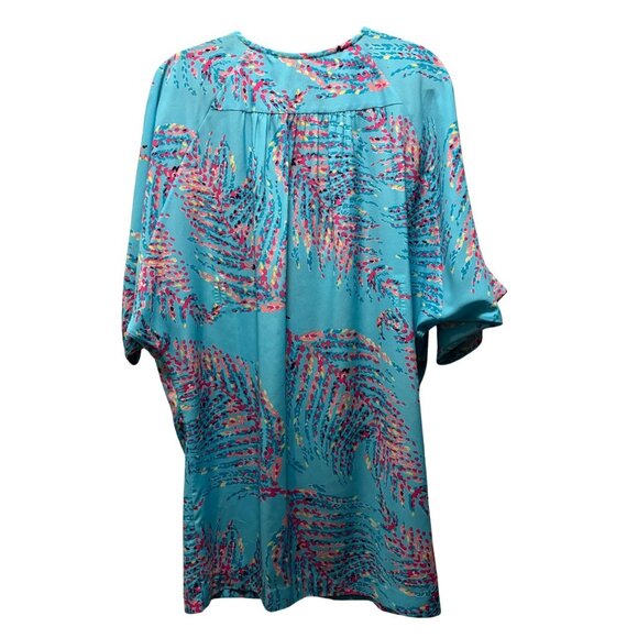 Lilly Pulitzer Womens Wilda Bright Blue Beaded Neck Caftan Dress S - Picture 3 of 7